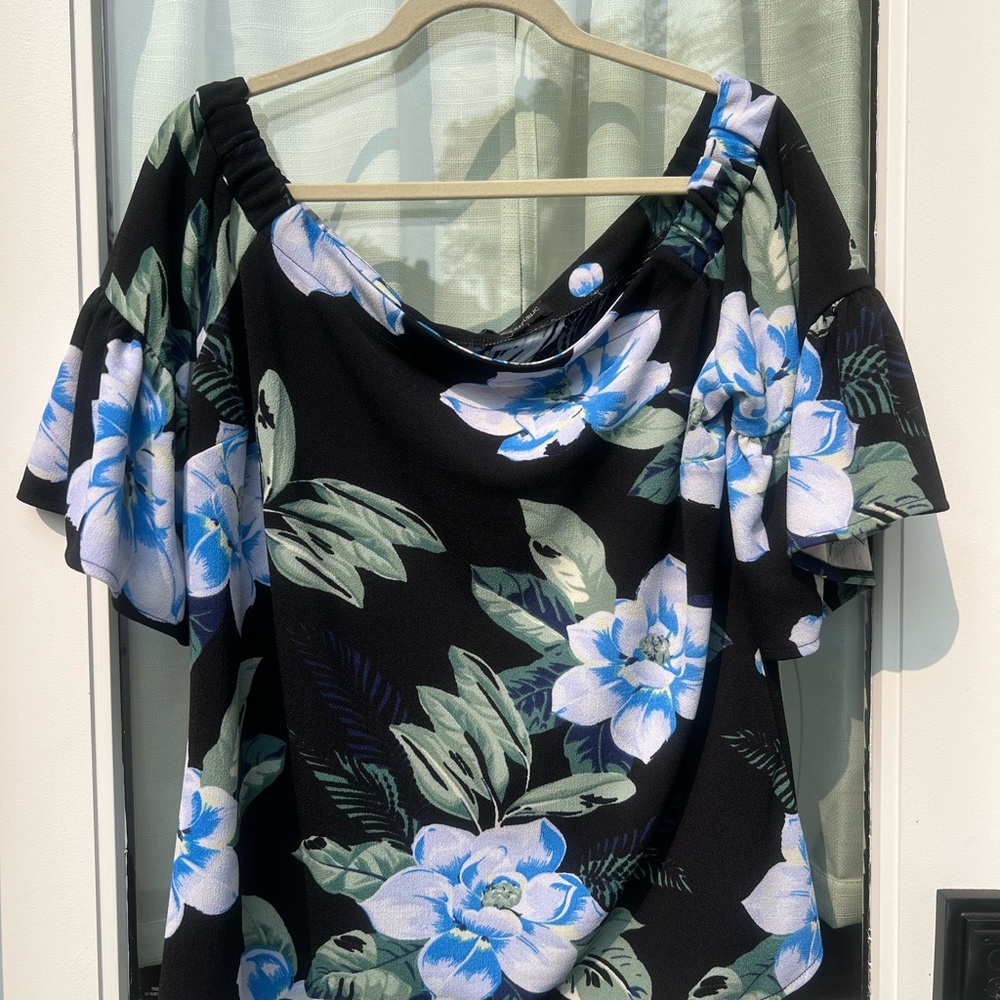 Banana Republic Blue and Off Shoulder Blouse